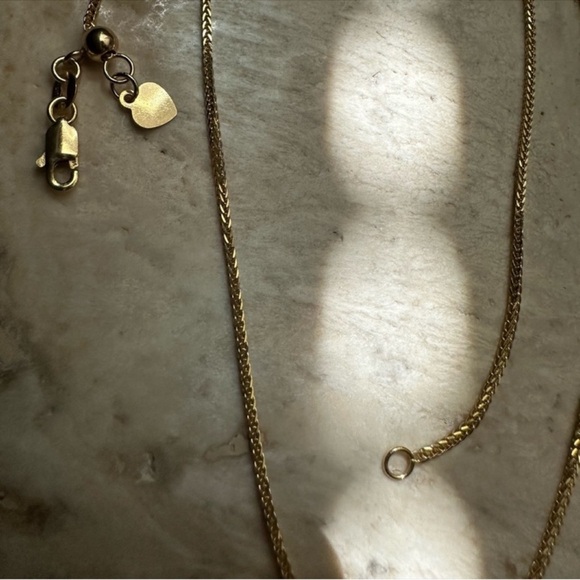 14k Solid Gold Adjustable Length Wheat Chain “adjusts up to 22 inches long” - Picture 7 of 7